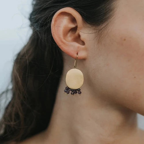 JAMBUMANI DROP EARRINGS WITH AMETHYST CRYSTAL BEADED