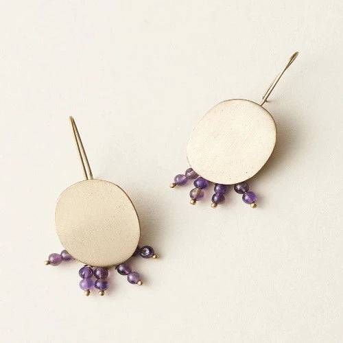 JAMBUMANI DROP EARRINGS WITH AMETHYST CRYSTAL BEADED