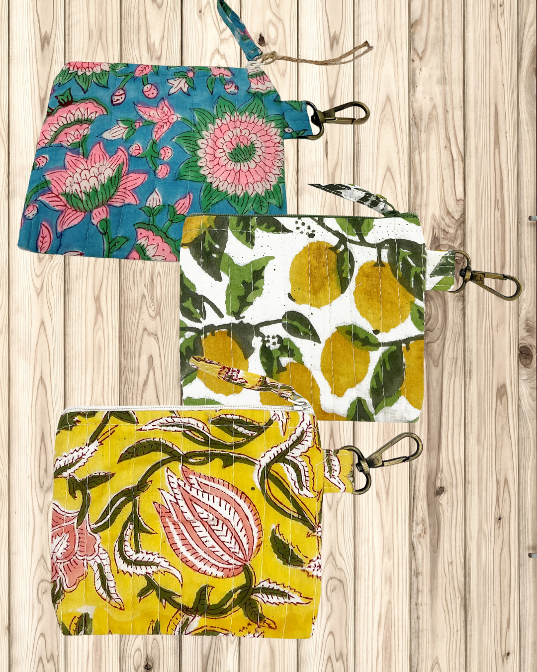 Quilted Block-Printed Travel Pouch small