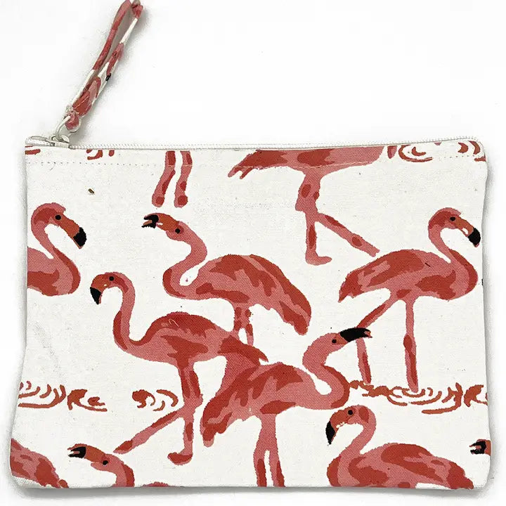 Block-Printed Canvas Zipper Pouch