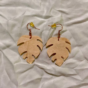 B. Light Earrings - Light Wood Split Leaf Earrings