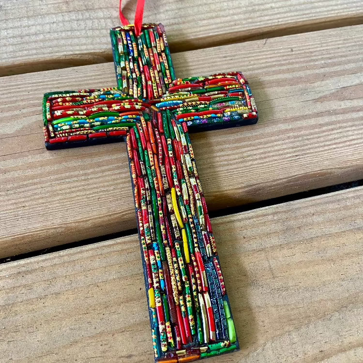 Large Recycled Glass Cross