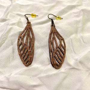 B. Light Earrings - Dark Wood Butterfly Wing Earrings