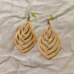 B. Light Earrings - Light Wood Leaf Earrings