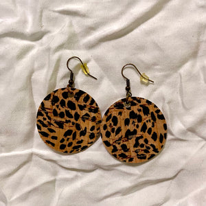 B. Light Earrings - Cheetah print Cork Circle Earrings
