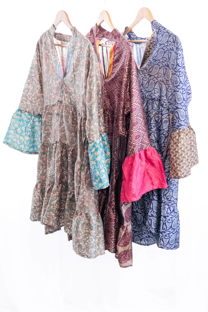 Recycled Silk Dress with Pockets