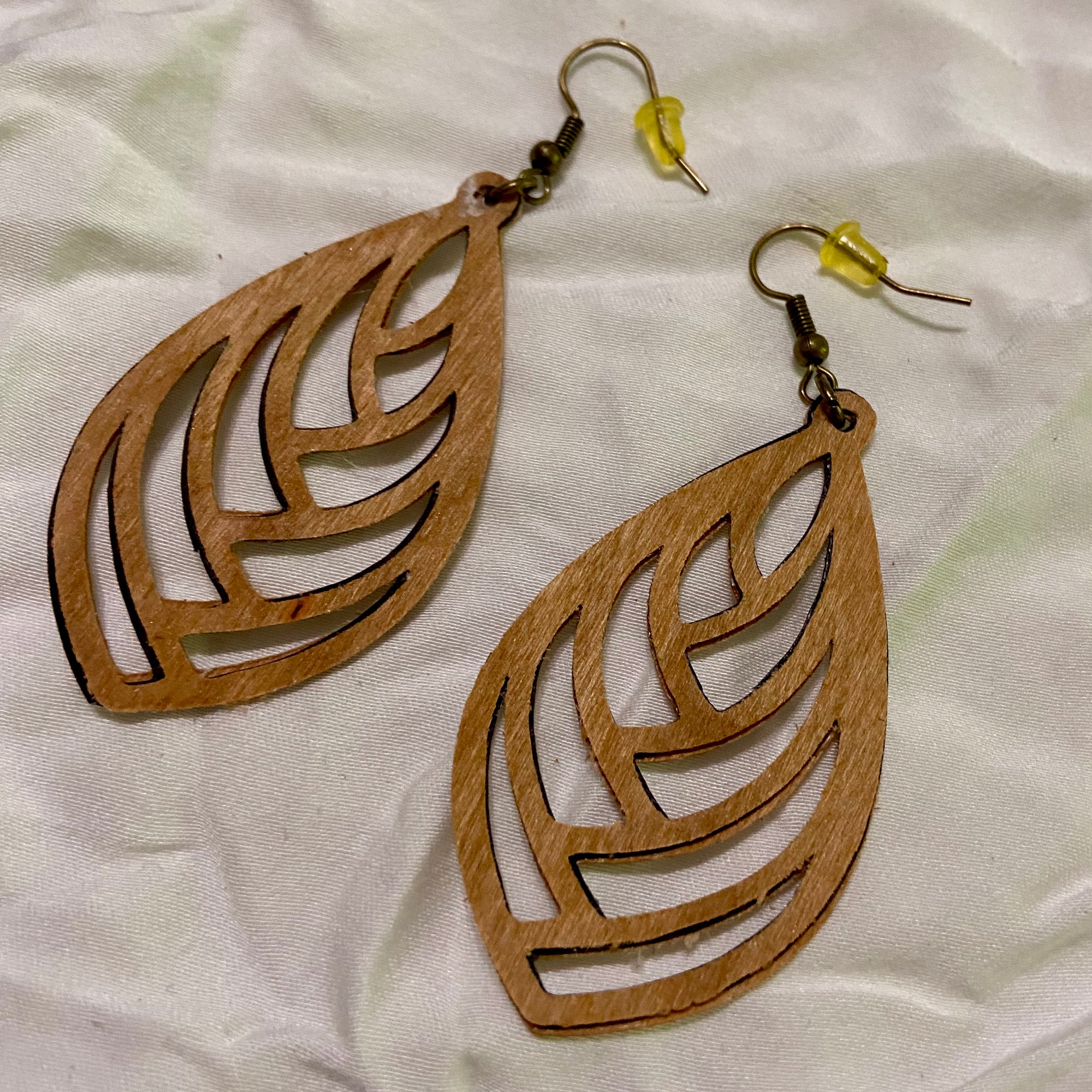 B. Light Earrings - Medium Wood Leaf Earrings