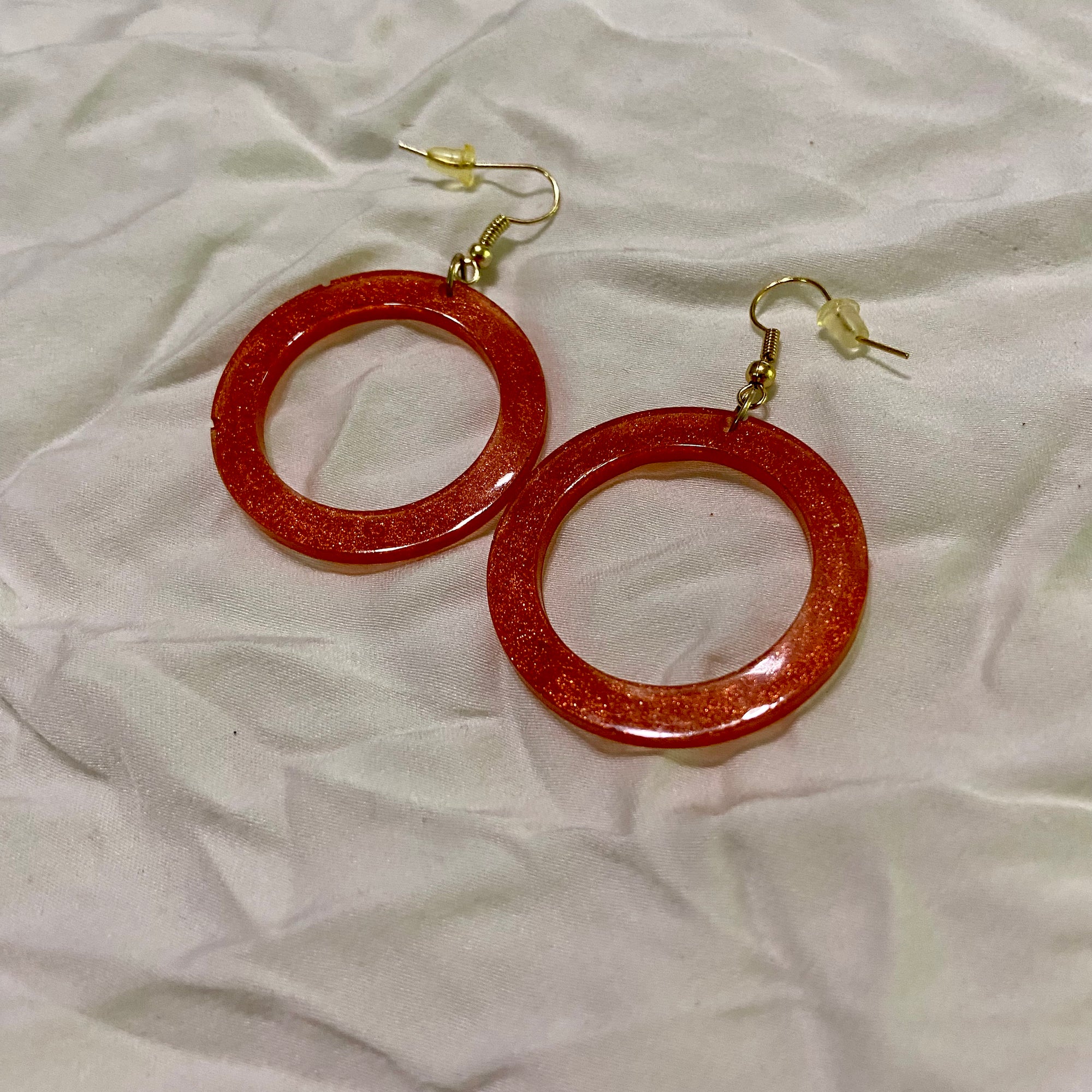 B. Light Earrings - Circular Orange Epoxy Earrings
