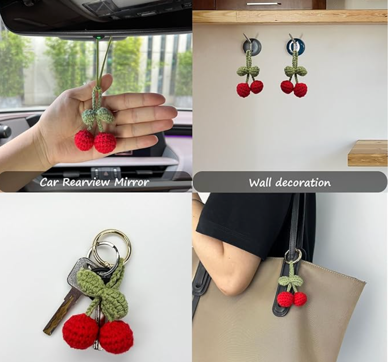 Crochet cherries keychain/ Bag Charm