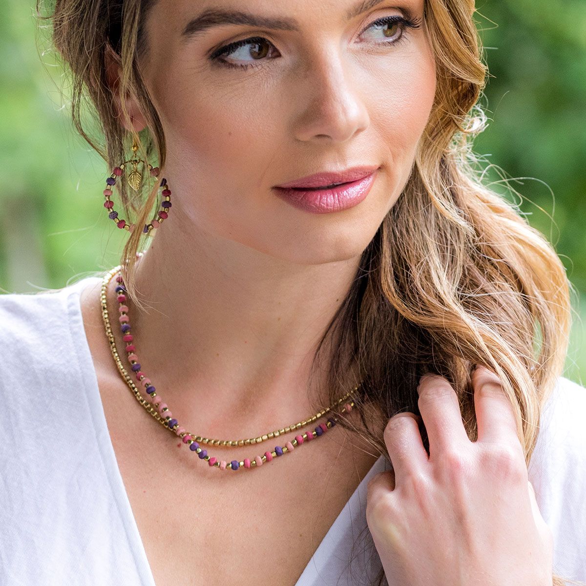 Sachi Mulberry Mix Necklace - Two Short Strands