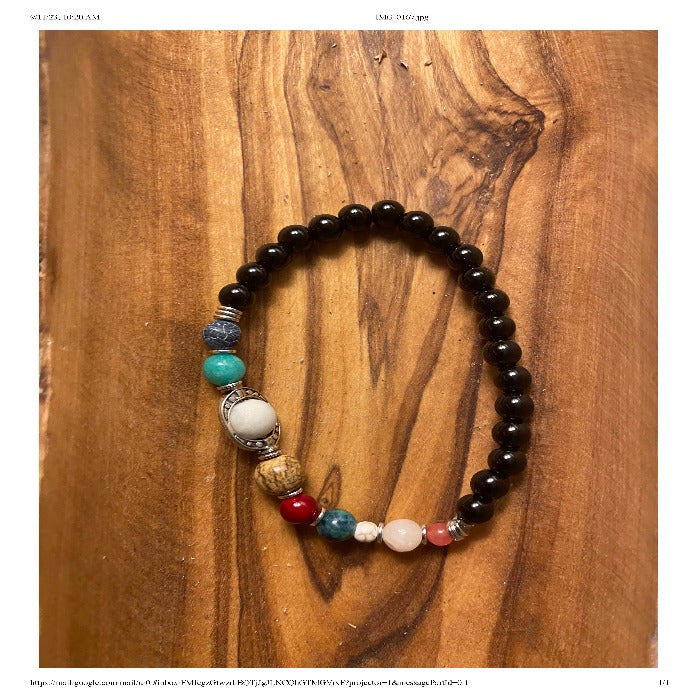 Galaxy Bracelet Featuring Our Solar System in Semi-Precious Stone Beads