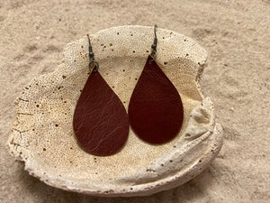 B. Light Earrings - Maroon Teardrop Leather Earrings