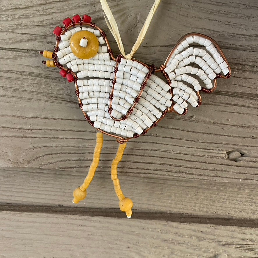 Glass Bead Chicken Ornament
