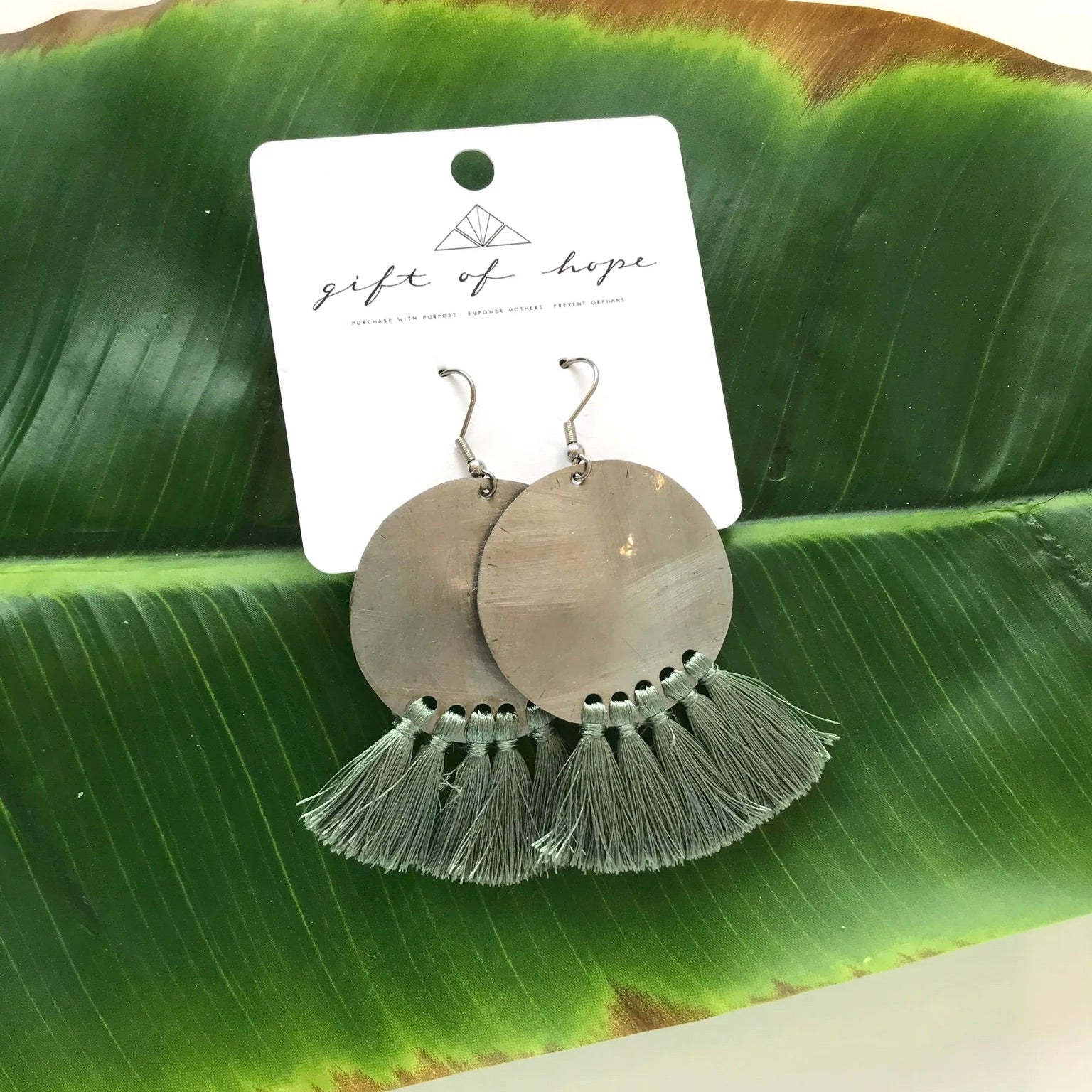 Bottle Cap Fan Tassel Earrings