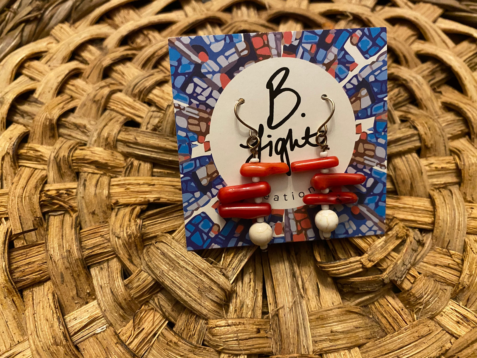 B. Light Earring with Red and White glass tiered beads