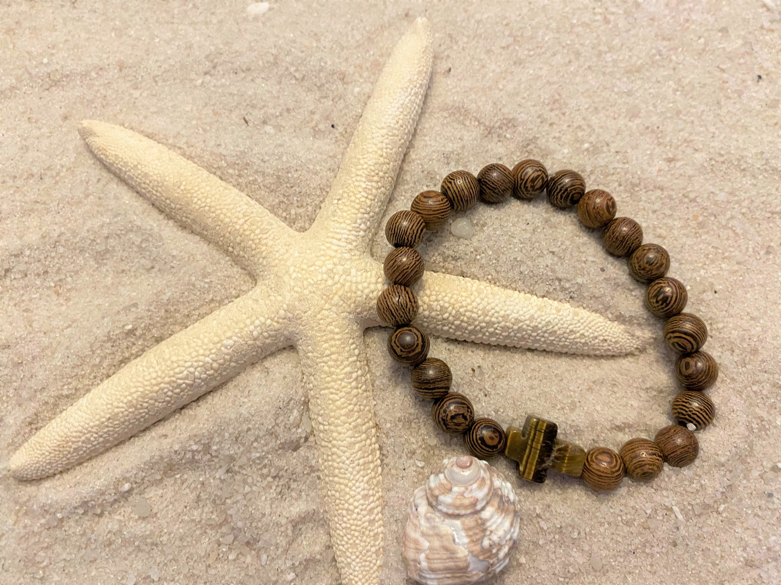 Tiger's Eye Stone Cross Bracelet