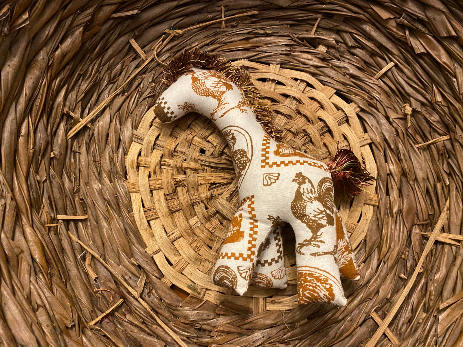 Giraffe cream with brown and tan farm print