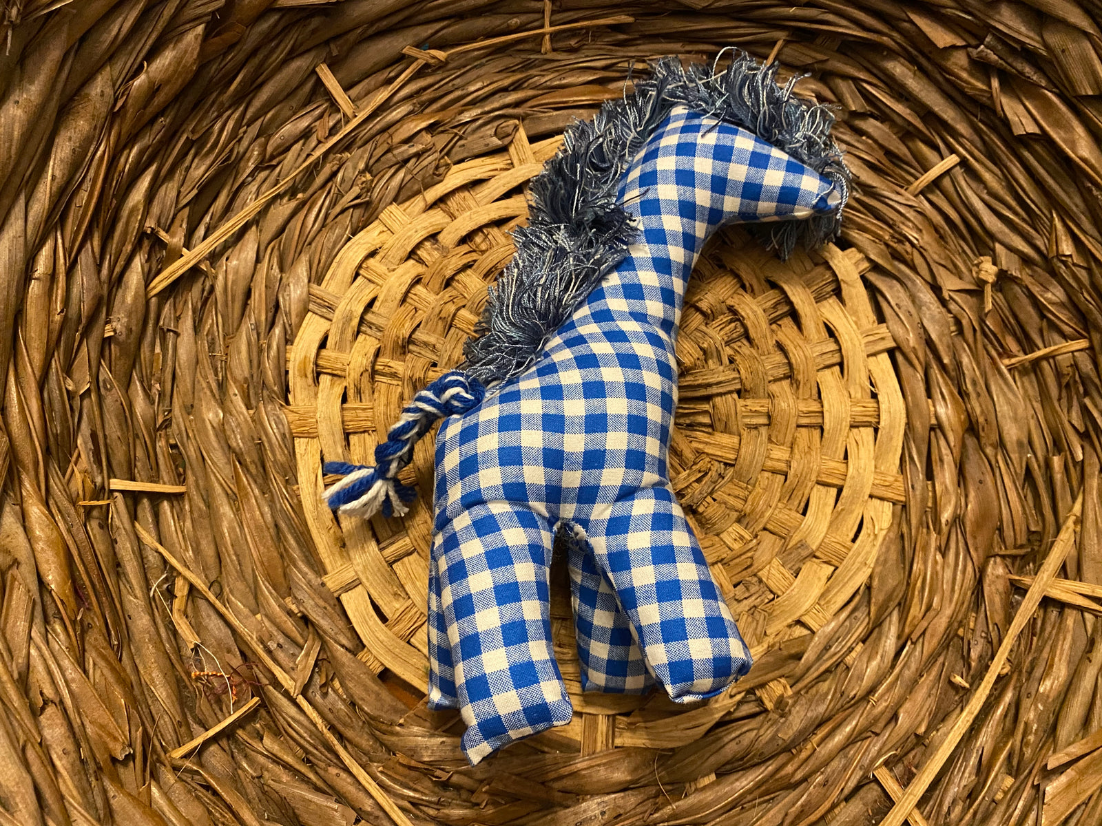 Giraffe royal blue check