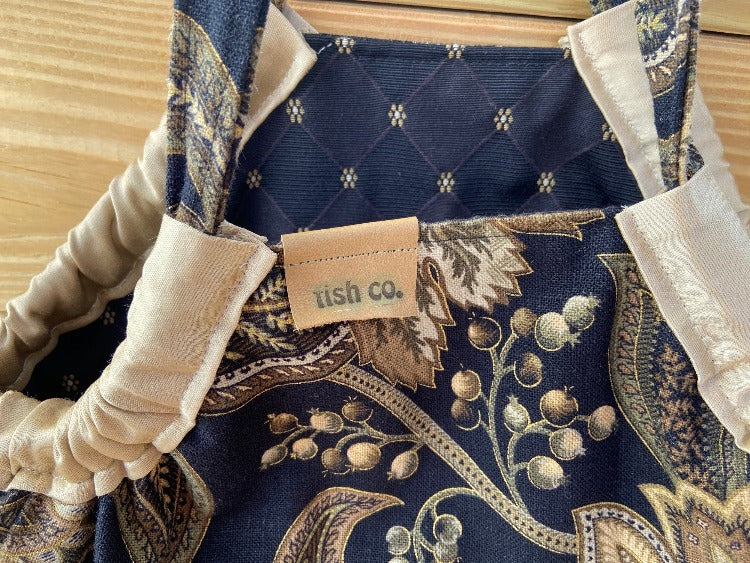 Mini Samaki- Brown Paisley and Floral Print on Black with Black and Tan Mini Print Inside