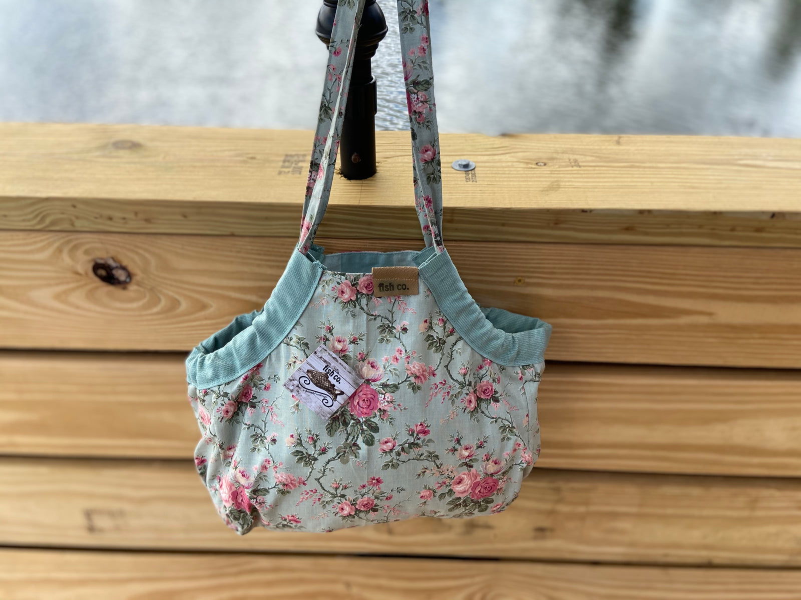 Mini Samaki- Pink Rose Pattern on Mint Green with Large Green Check