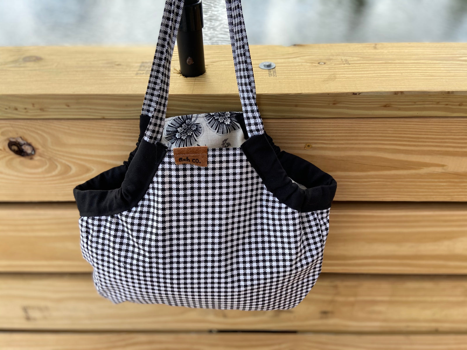 Mini Samaki- Black and White Tropical Floral/Black and White Gingham Print