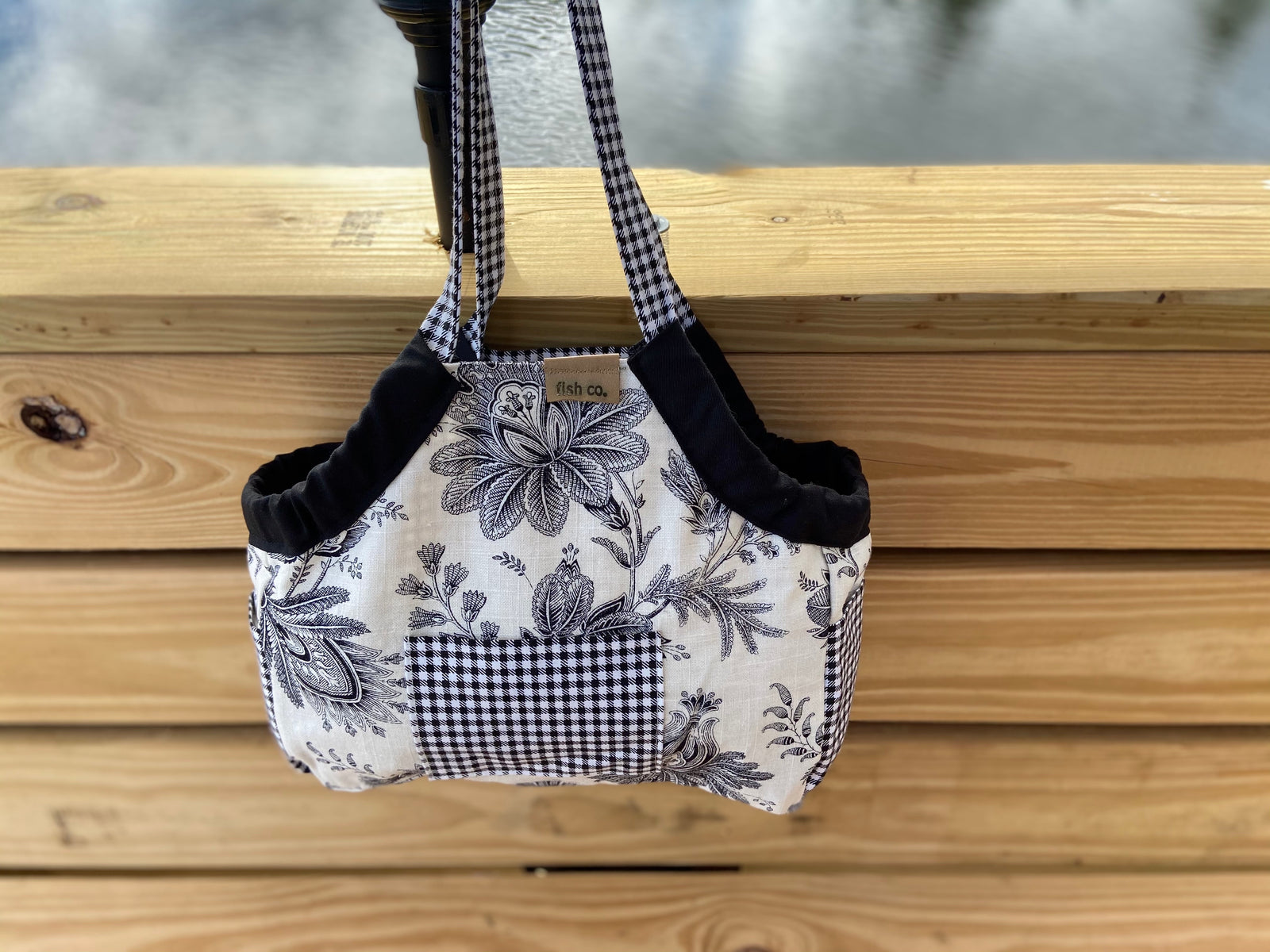 Mini Samaki- Black and White Tropical Floral/Black and White Gingham Print