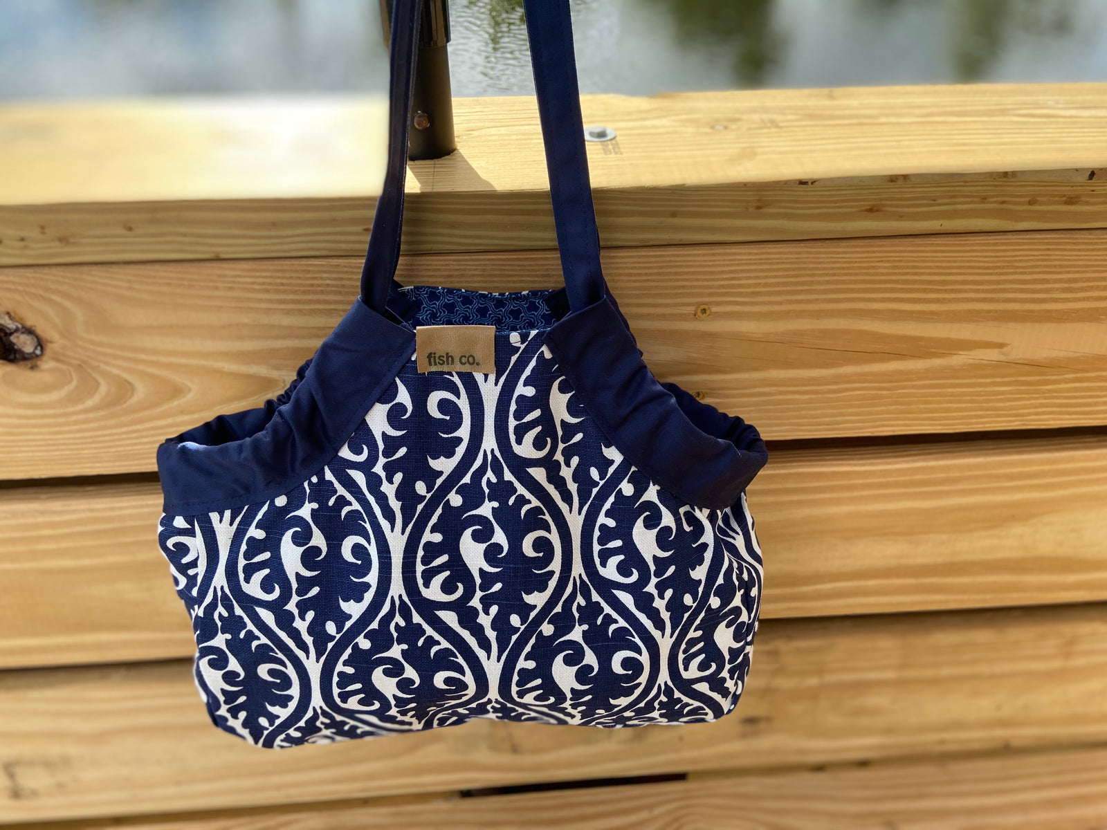Mini Samaki- Navy and White Damask Pattern
