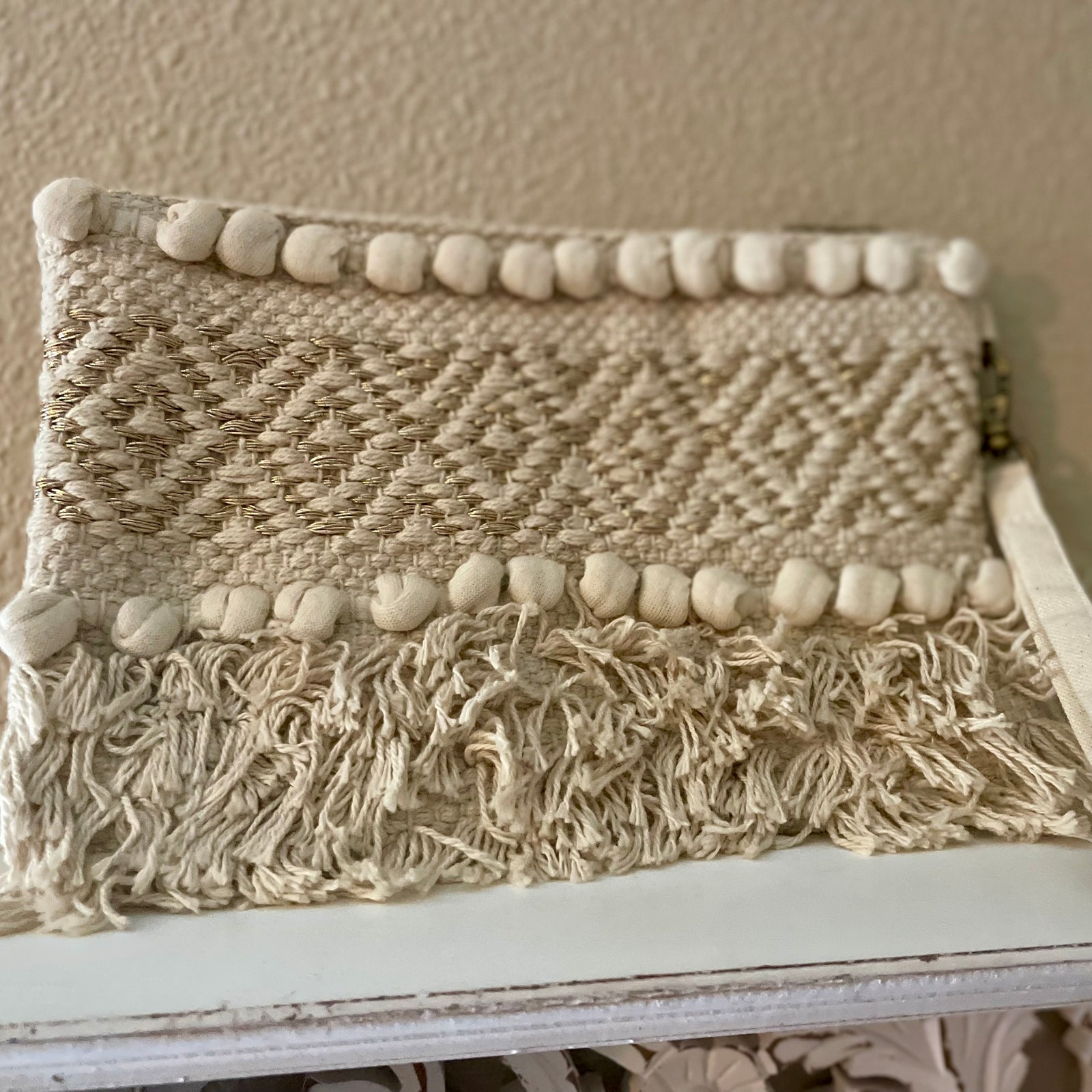 K&K Clutch Handbag Cream & Gold