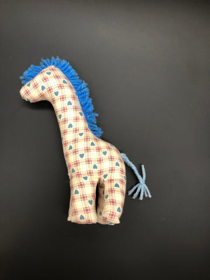 Giraffe with blue hearts and red plaid