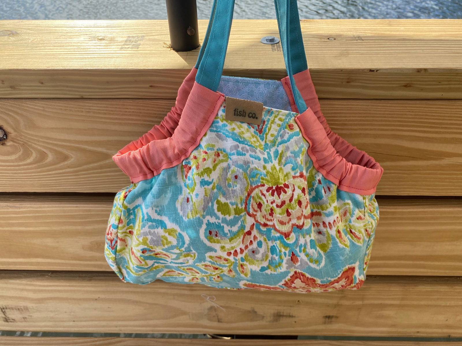 Mini Samaki - Teal, Coral and Lime Watercolor with Faded Teal and White Knot Print