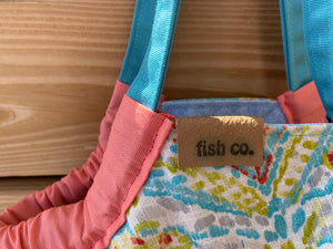 Mini Samaki - Teal, Coral and Lime Watercolor with Faded Teal and White Knot Print