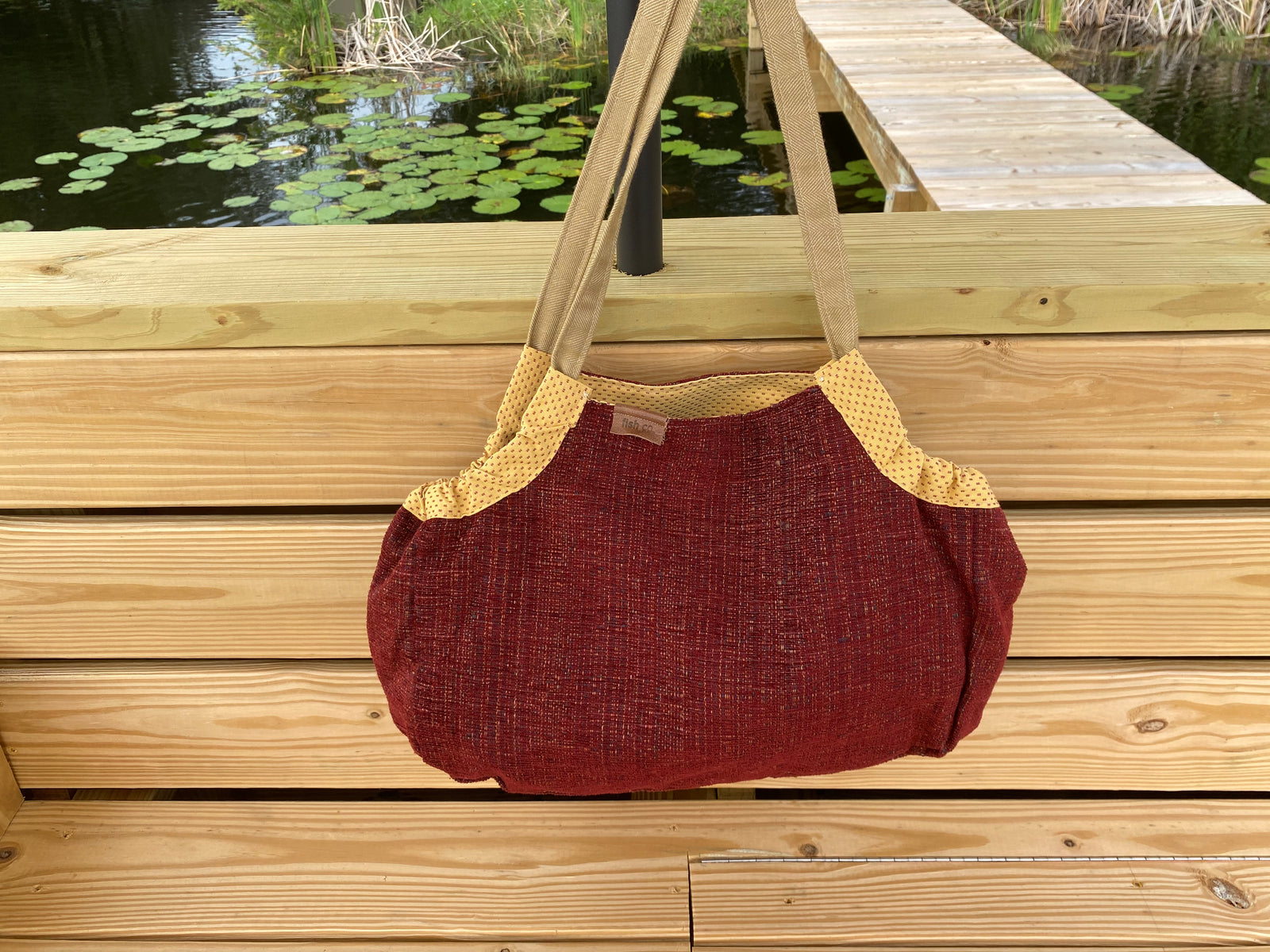 Samaki Bag - Crimson Tweed with Gold Dotted Inside