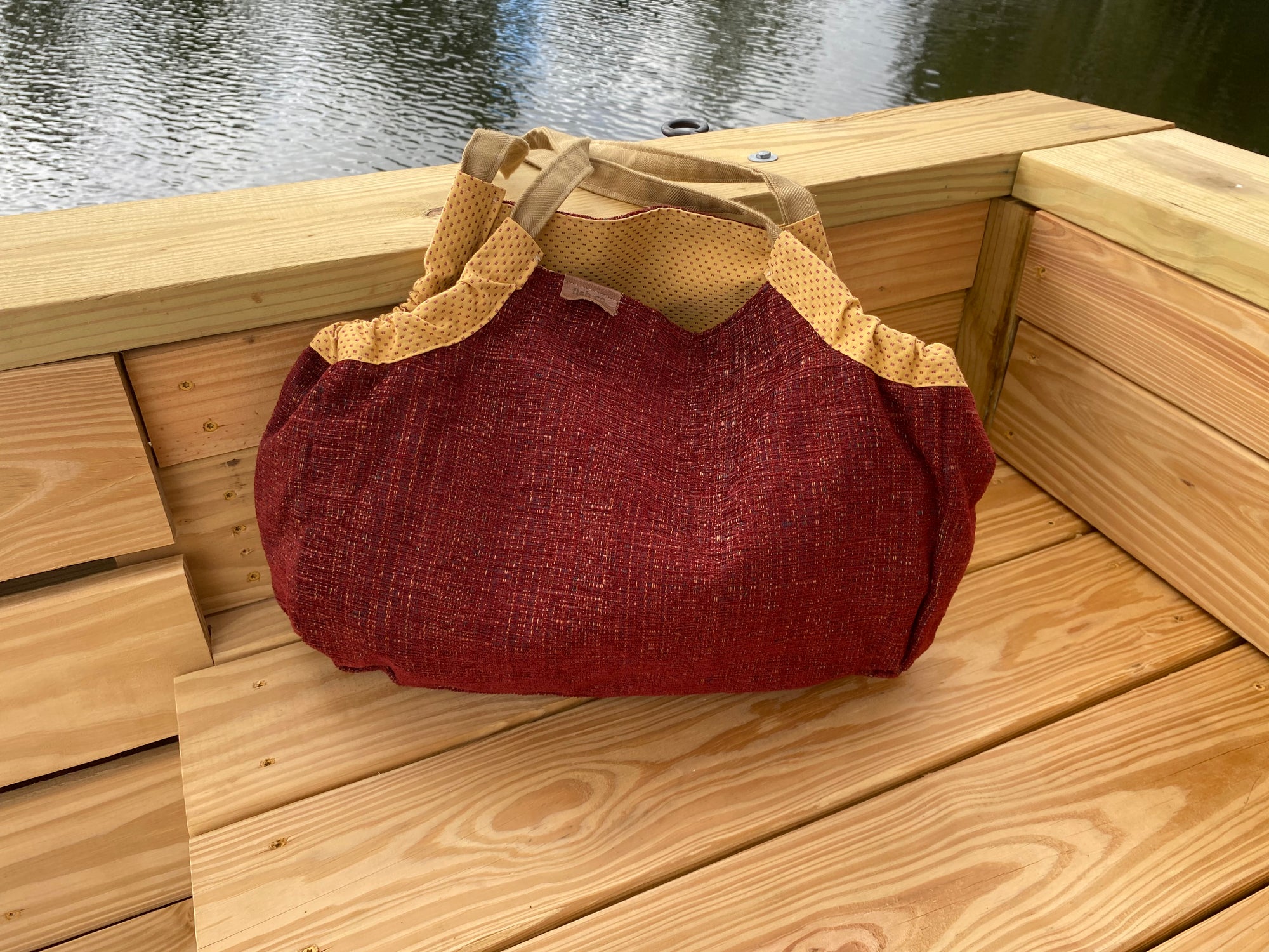 Samaki Bag - Crimson Tweed with Gold Dotted Inside