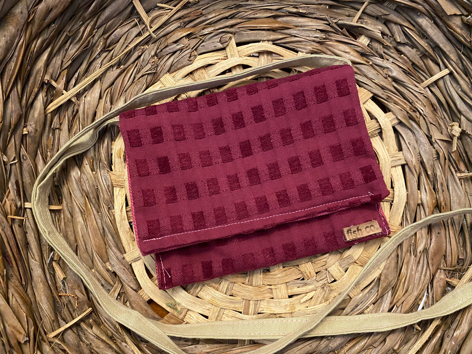 Small Satchel Raspberry pattern with raspberry velvet checks and deep blush canvas inside