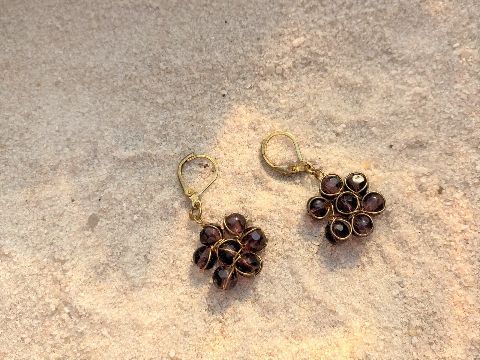 Plum Purple Flower Earrings