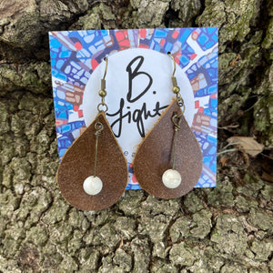 B. Light leather  teardrop earrings